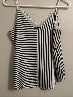 Express Black & White Mixed Stripe V-Neck Cami